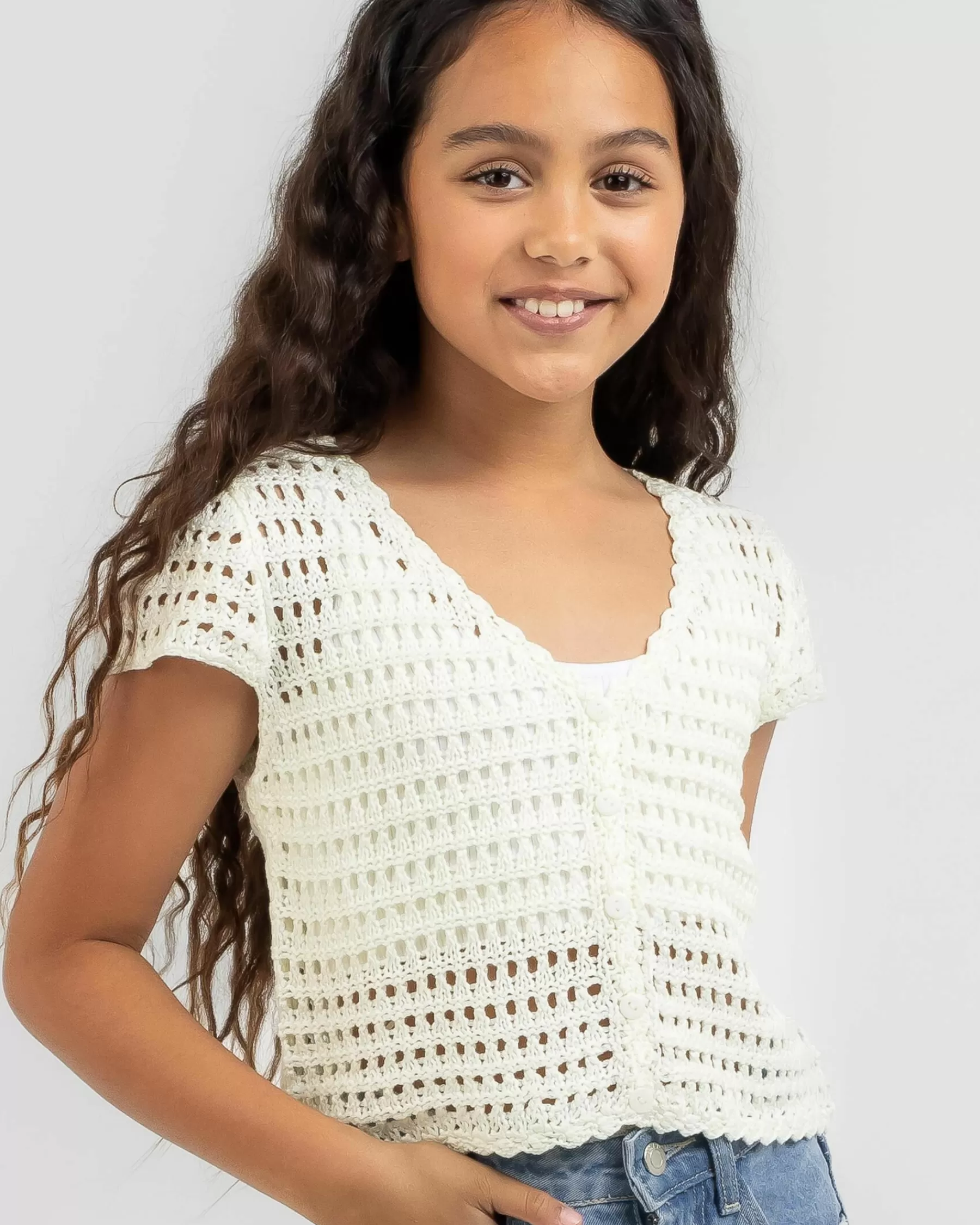 Clearance Girls' Burleigh Crochet Top*Mooloola Fashion