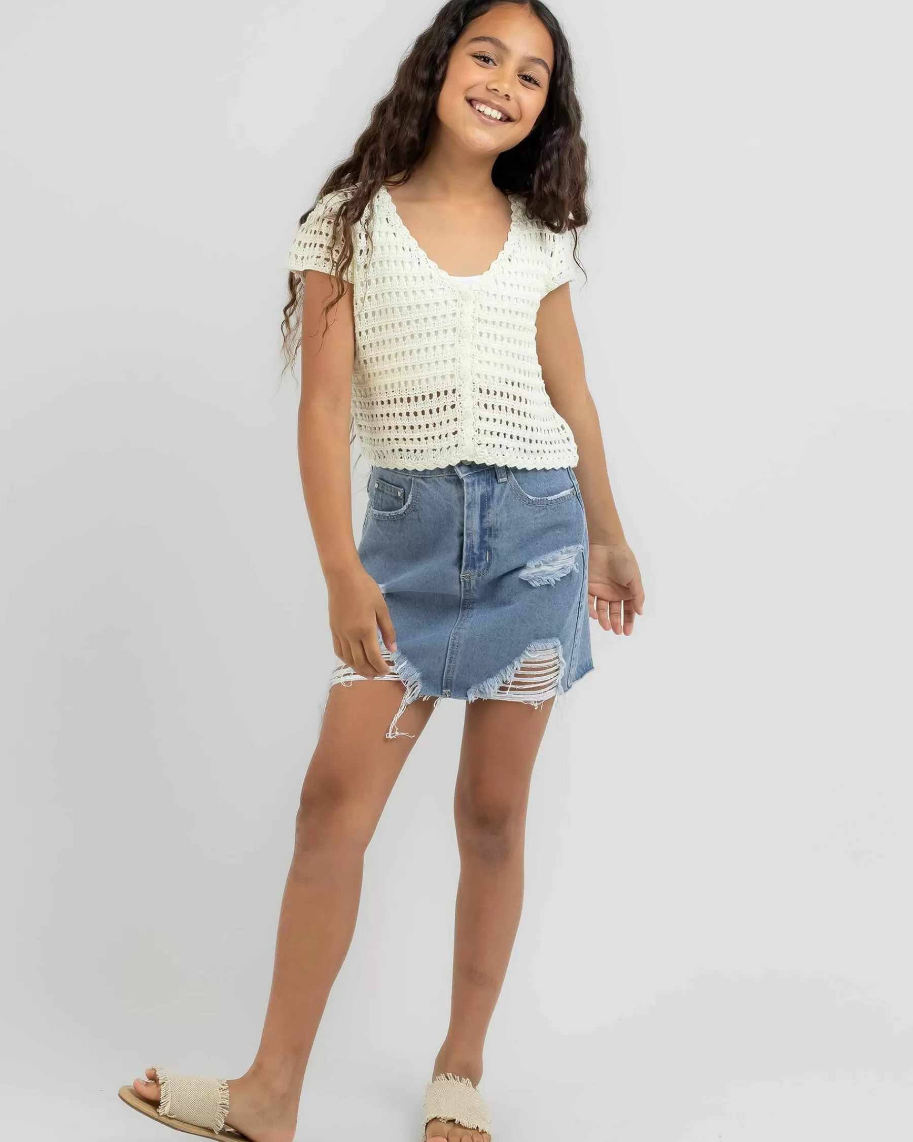 Clearance Girls' Burleigh Crochet Top*Mooloola Fashion