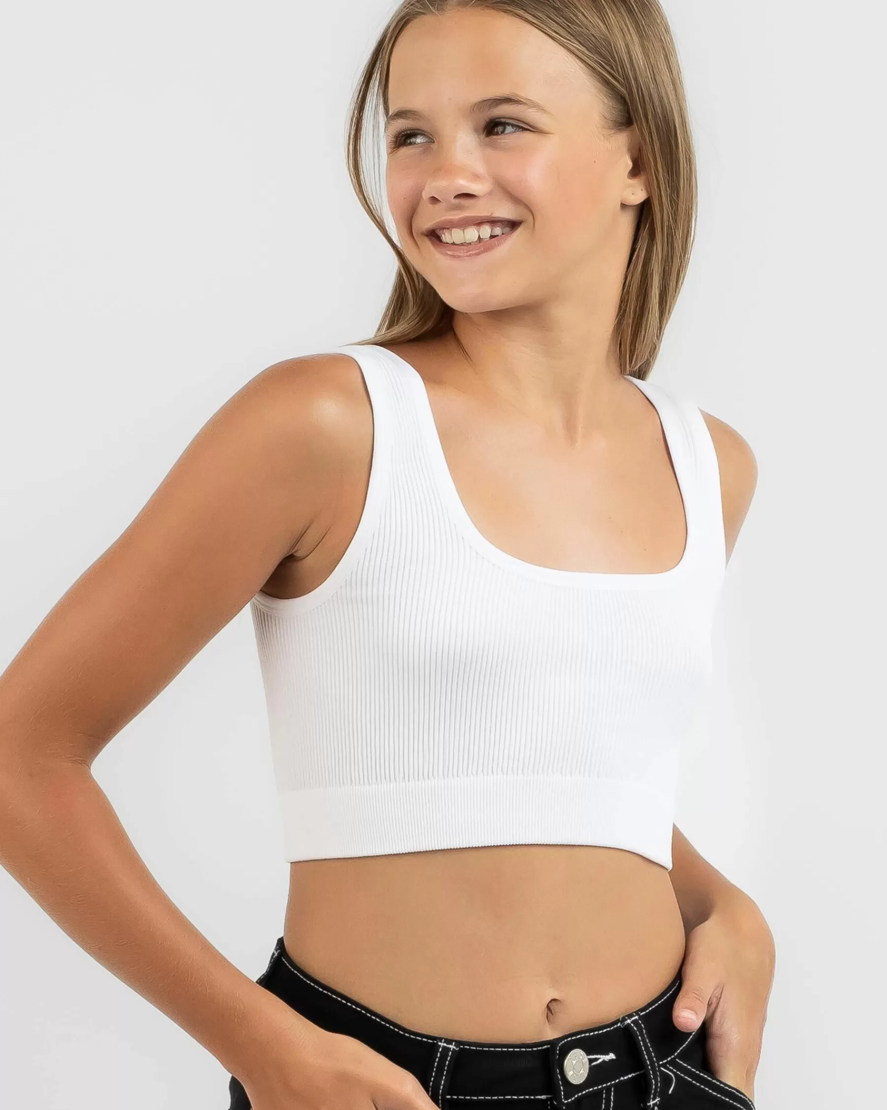 Fashion Girls' Basic Seamfree Crop Top*Mooloola Store