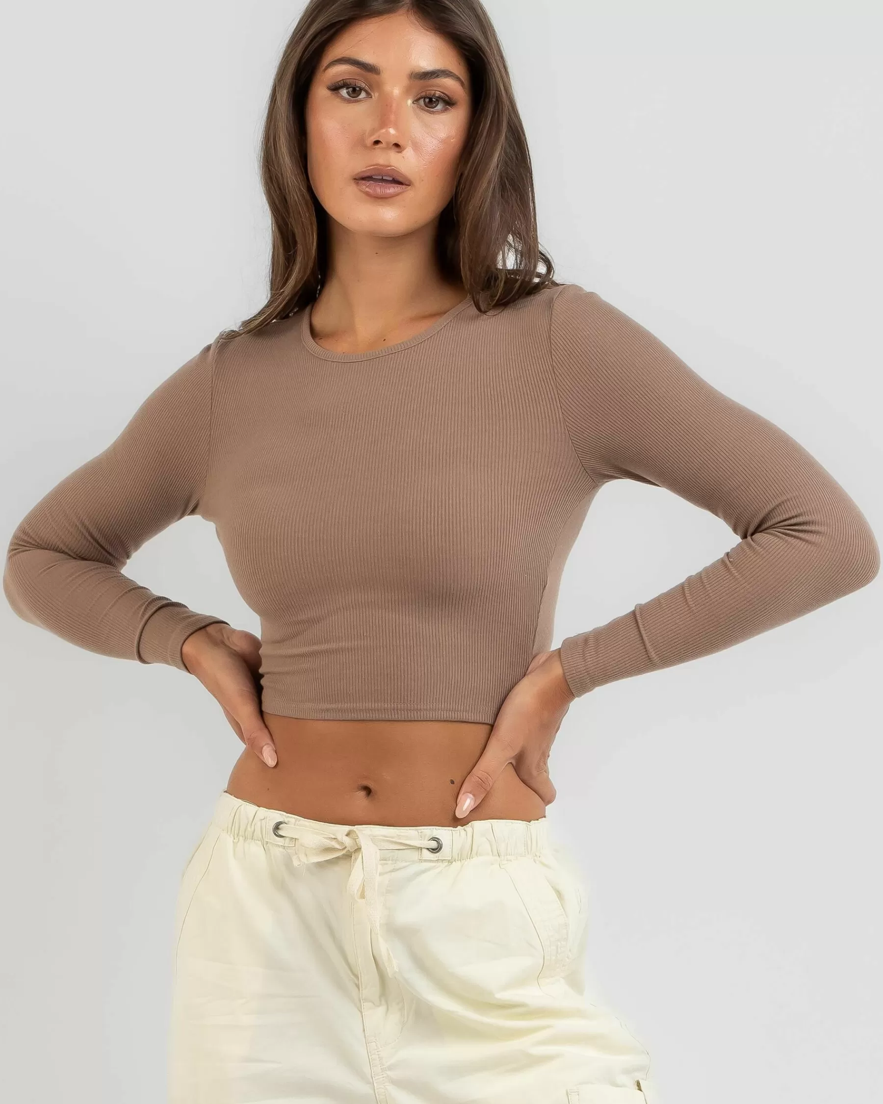 Latest Basic Rib Long Sleeve Top*Mooloola Best