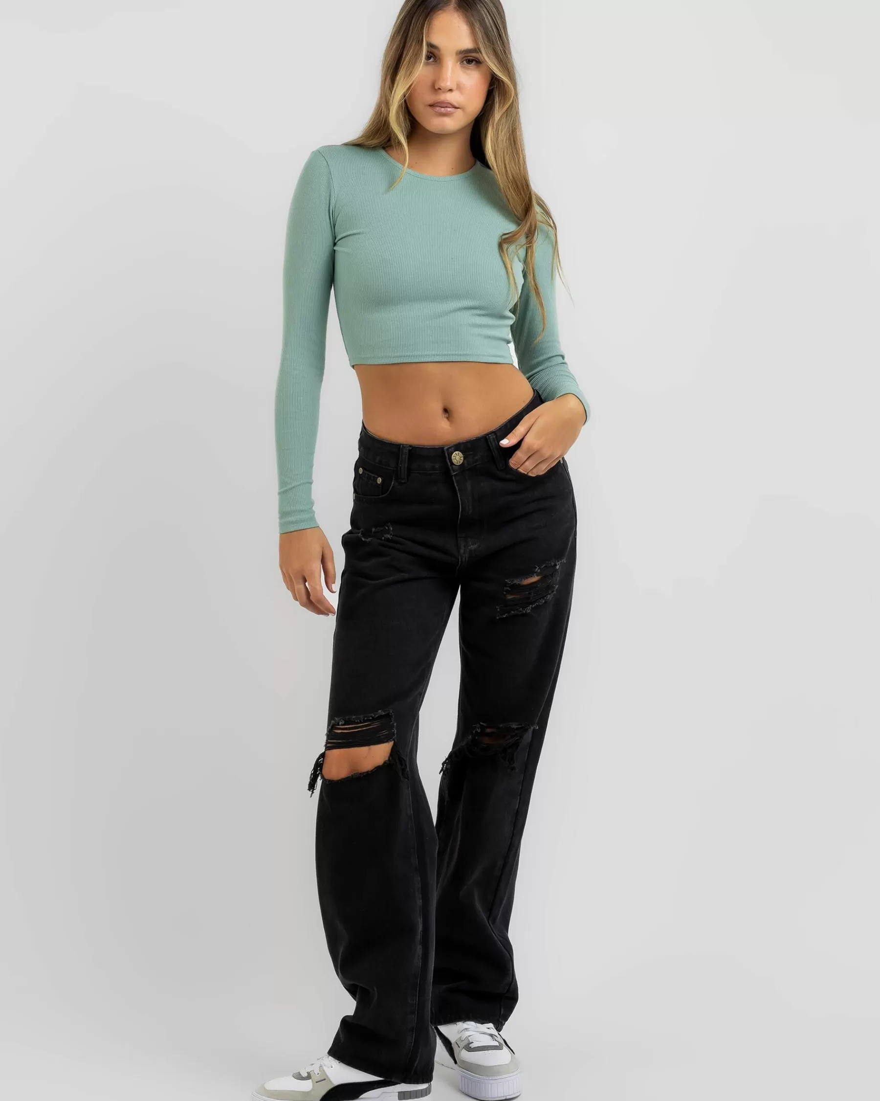 Latest Basic Rib Long Sleeve Top*Mooloola Discount