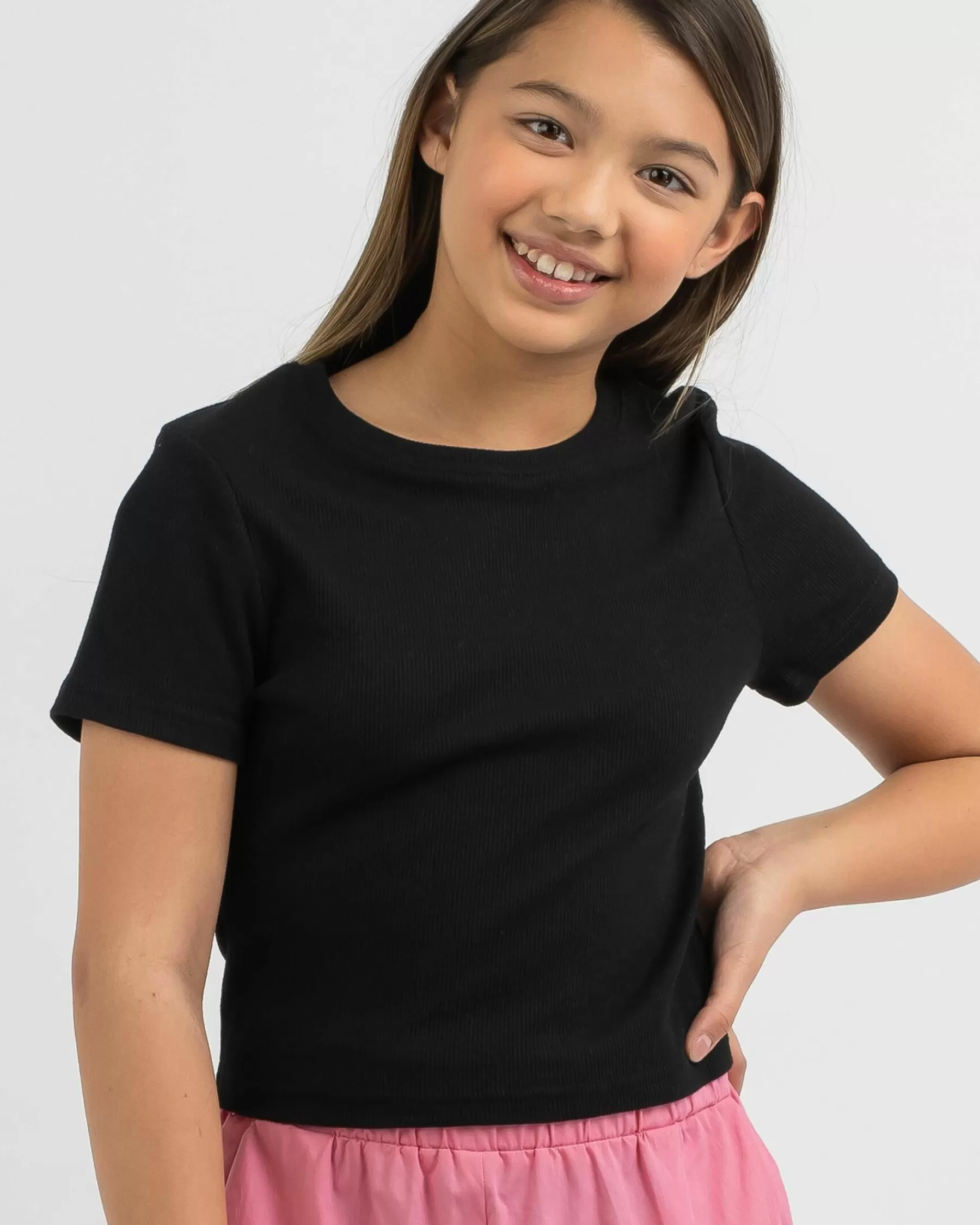 Lower Prices Girls' Basic Rib Baby Tee*Mooloola Store