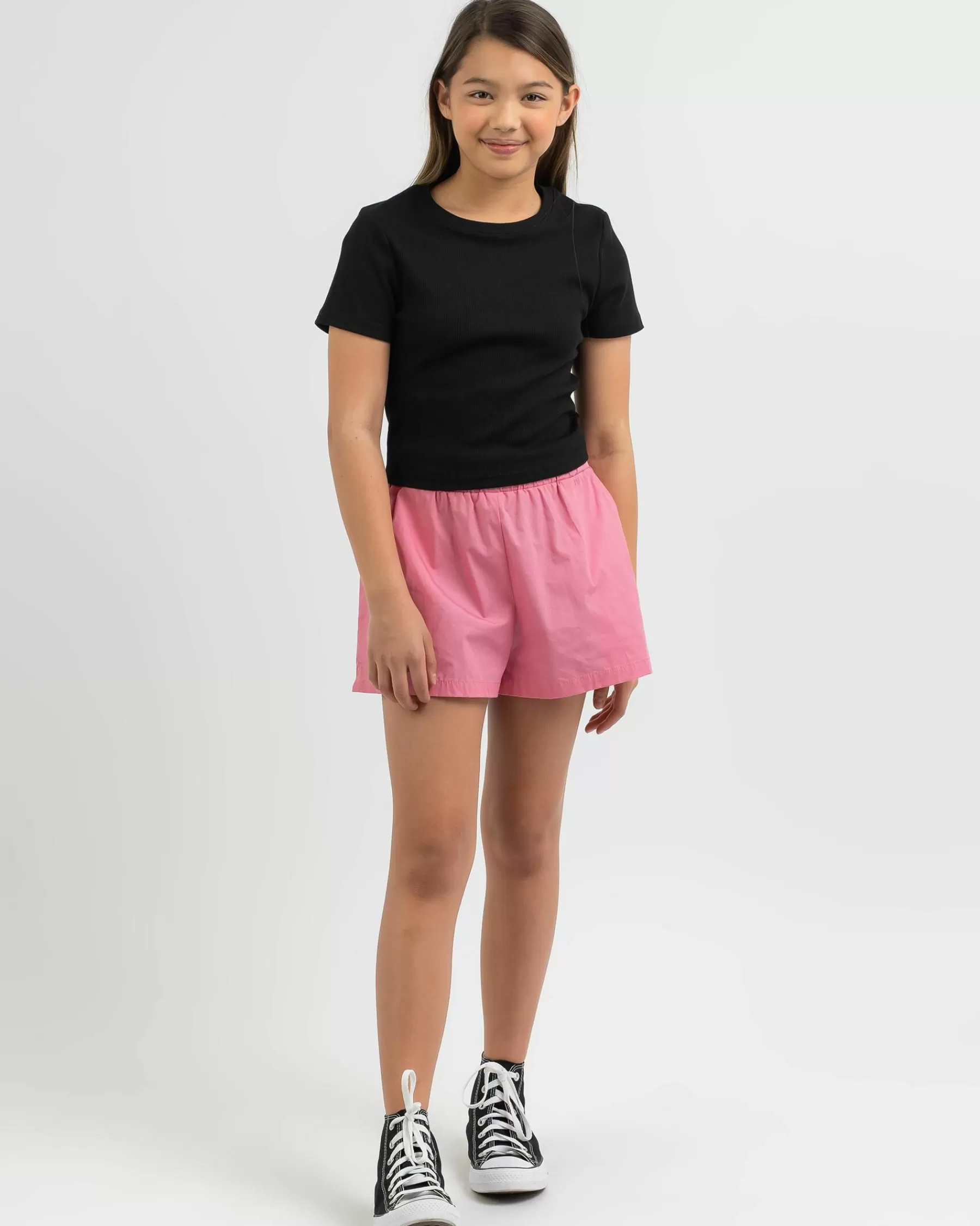 Lower Prices Girls' Basic Rib Baby Tee*Mooloola Store